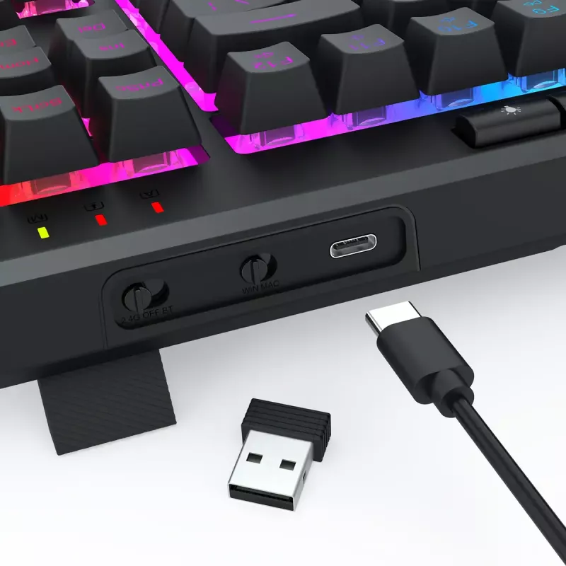 Teclado REDRAGON K516RGB-PRO SHIVA PRO 87 USB RF Wireless Bluetooth negro