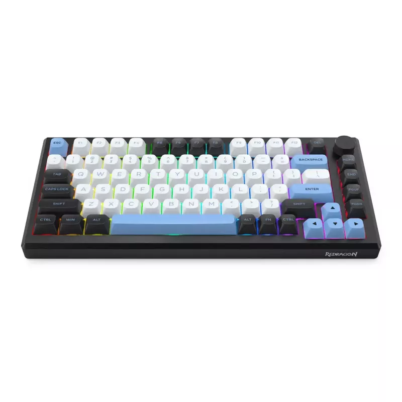 Teclado REDRAGON K732WLB-RGB-PRO URANUS PRO — 65 % mecánico, USB + RF Wireless + Bluetooth, QWERTY, distribuciones en inglés, cable de 1,5 m, negro/blanco
