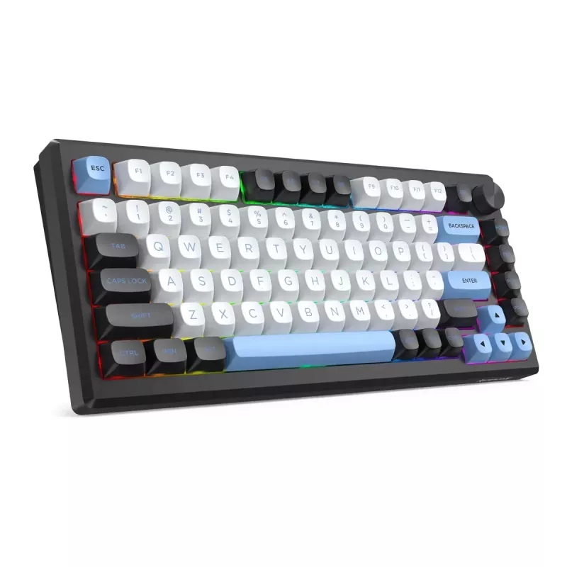 Teclado REDRAGON K732WLB-RGB-PRO URANUS PRO — 65 % mecánico, USB + RF Wireless + Bluetooth, QWERTY, distribuciones en inglés, cable de 1,5 m, negro/blanco