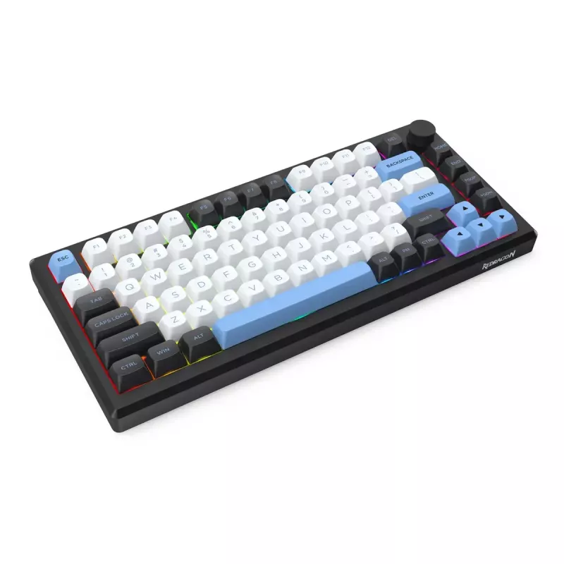 Teclado REDRAGON K732WLB-RGB-PRO URANUS PRO — 65 % mecánico, USB + RF Wireless + Bluetooth, QWERTY, distribuciones en inglés, cable de 1,5 m, negro/blanco