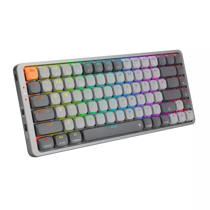 Teclado mecánico REDRAGON K652GG-RGB-PRO con cable inalámbrico Bluetooth gris