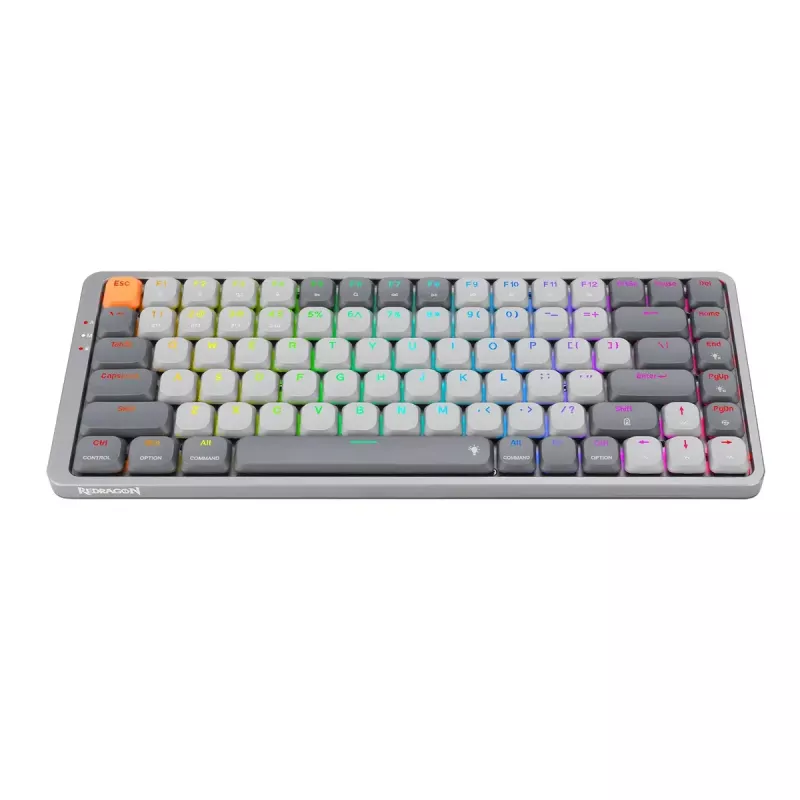 Teclado mecánico REDRAGON K652GG-RGB-PRO con cable inalámbrico Bluetooth gris