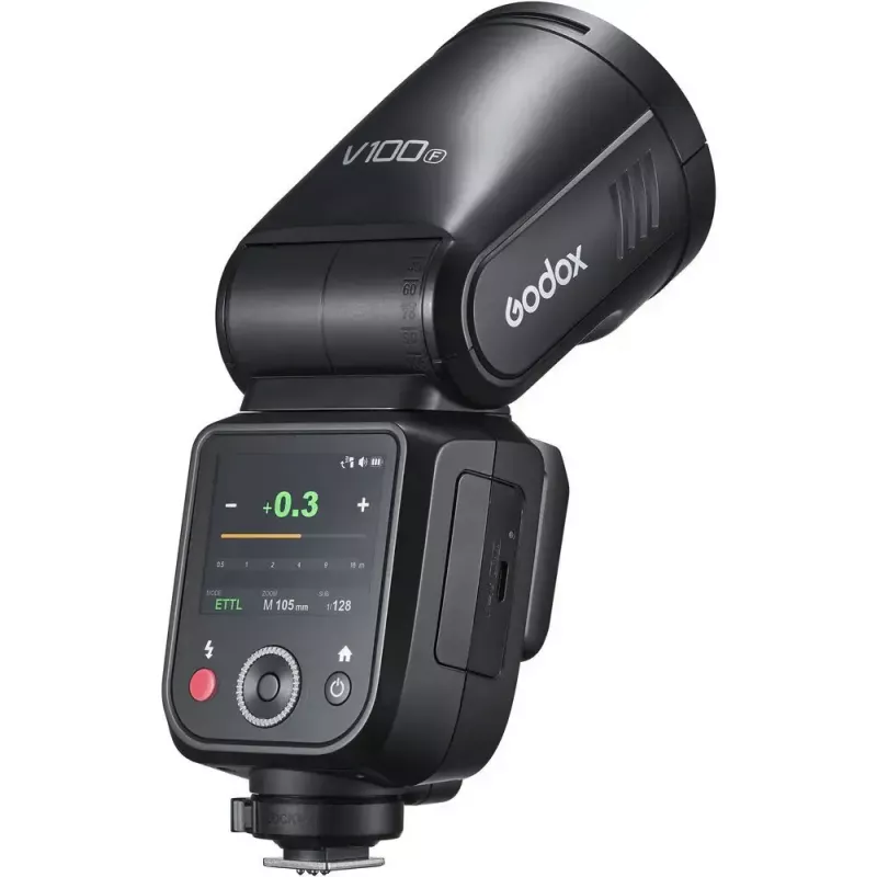 Flash Godox V100-F para Fujifilm — flash de zapata portátil de litio