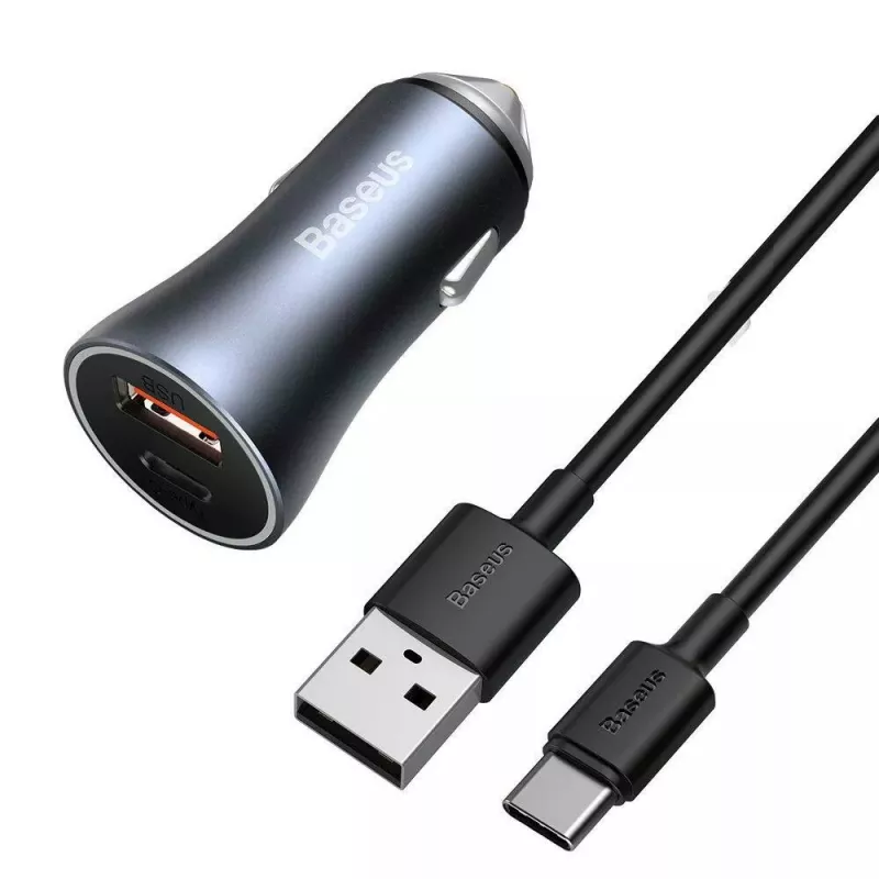 Cargador de coche Baseus TZCCJD-0G 40W gris oscuro — fuente de alimentación USB para vehículo, salida 40W