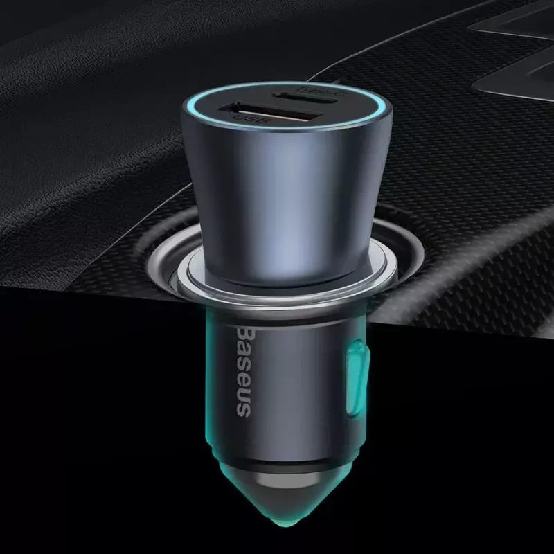 Cargador de coche Baseus TZCCJD-0G 40W gris oscuro — fuente de alimentación USB para vehículo, salida 40W