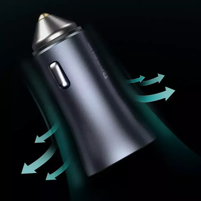 Cargador de coche Baseus TZCCJD-0G 40W gris oscuro — fuente de alimentación USB para vehículo, salida 40W