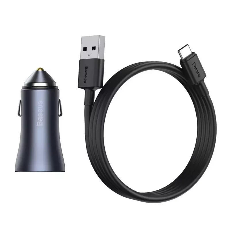 Cargador de coche Baseus TZCCJD-0G 40W gris oscuro — fuente de alimentación USB para vehículo, salida 40W
