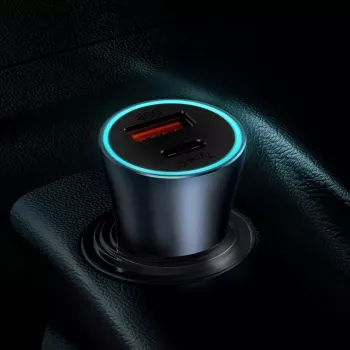 Cargador de coche Baseus TZCCJD-0G 40W gris oscuro — fuente de alimentación USB para vehículo, salida 40W