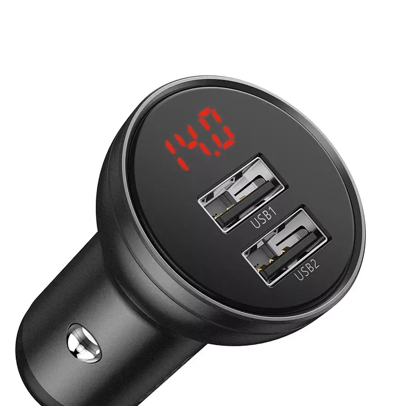 Cargador USB para coche Baseus AB2XUSBAKBK — 2× USB 2.0, 4,8 A, alimentación por mechero, negro/gris