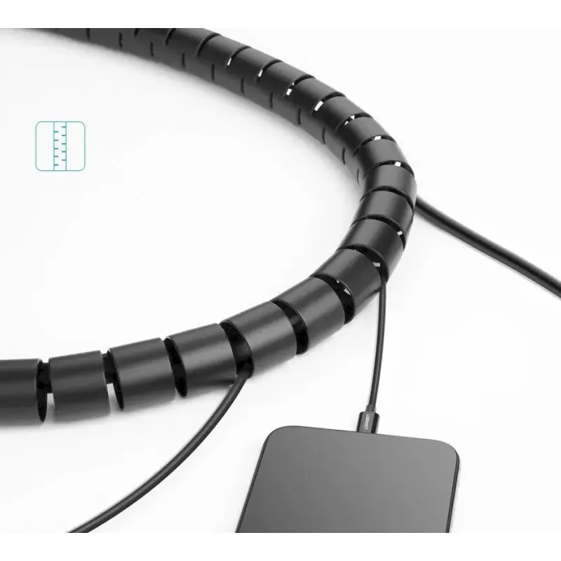 Organizador de cables UGREEN espiral negro — enrollador de cables en espiral, 1 ud.