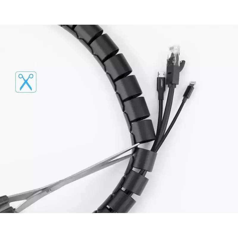 Organizador de cables UGREEN espiral negro — enrollador de cables en espiral, 1 ud.
