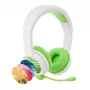 BuddyPhones School+ — con cable e inalámbrico Bluetooth, USB-C, circumaurales, 20–20000 Hz, 147 g, verde/blanco