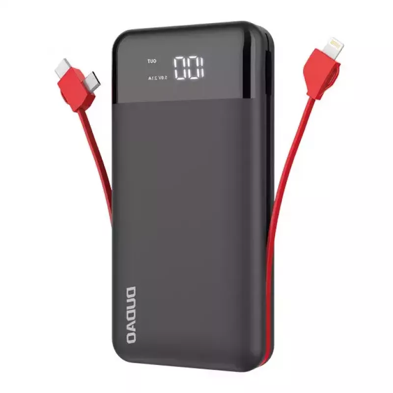 Batería externa Dudao K1Pro 20000 mAh 15 W con 4 cables integrados, negra