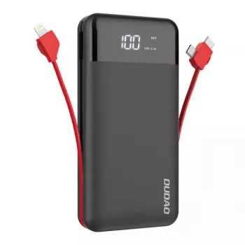 Batería externa Dudao K1Pro 20000 mAh 15 W con 4 cables integrados, negra