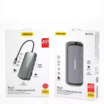 Dock para portátil DUDAO A15PRO con cable USB 3.2 Gen 1 Type-A Type-C gris