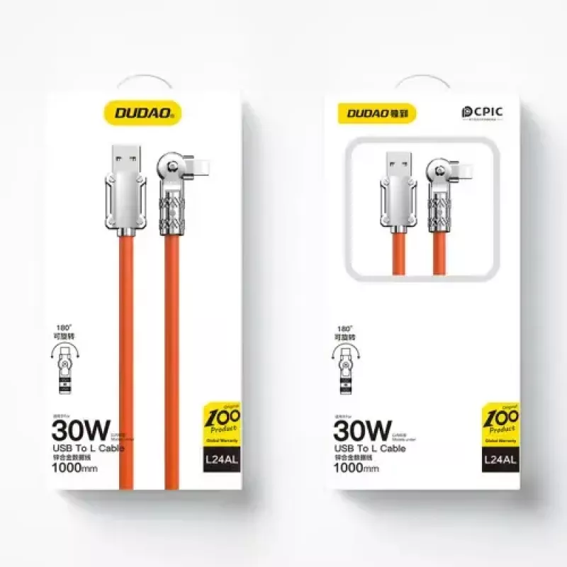 Cable USB a Lightning Dudao L24AL — 1 m, USB-A a Lightning, naranja