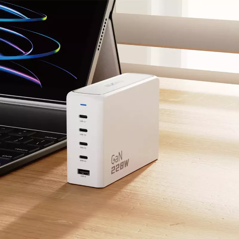 Cargador DUDAO A228EU 228 Watt GaN 4x USB-C 1x USB-A