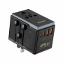 Adaptador de viaje Dudao A35Pro 35W con 3× USB-C y 2× USB-A, multi-enchufe EU/UK/AUS/US/JP – negro