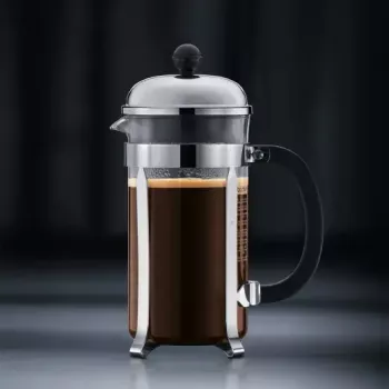 Cafetera French Press BODUM Chambord 8 tazas, marco negro con jarra de cromo y cristal