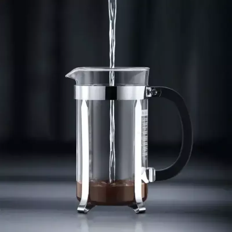 Cafetera French Press BODUM Chambord 8 tazas, marco negro con jarra de cromo y cristal