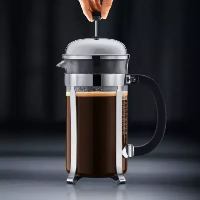 Cafetera French Press BODUM Chambord 8 tazas, marco negro con jarra de cromo y cristal