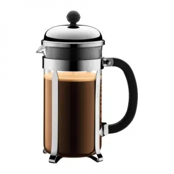 Cafetera French Press BODUM Chambord 8 tazas, marco negro con jarra de cromo y cristal