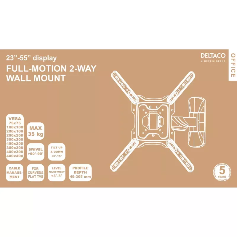Soporte de TV Deltaco ARM-0256 139,7 cm (55 pulgadas) negro