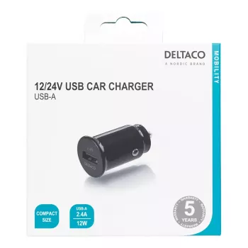 Cargador de coche Deltaco USB-CAR123 universal negro