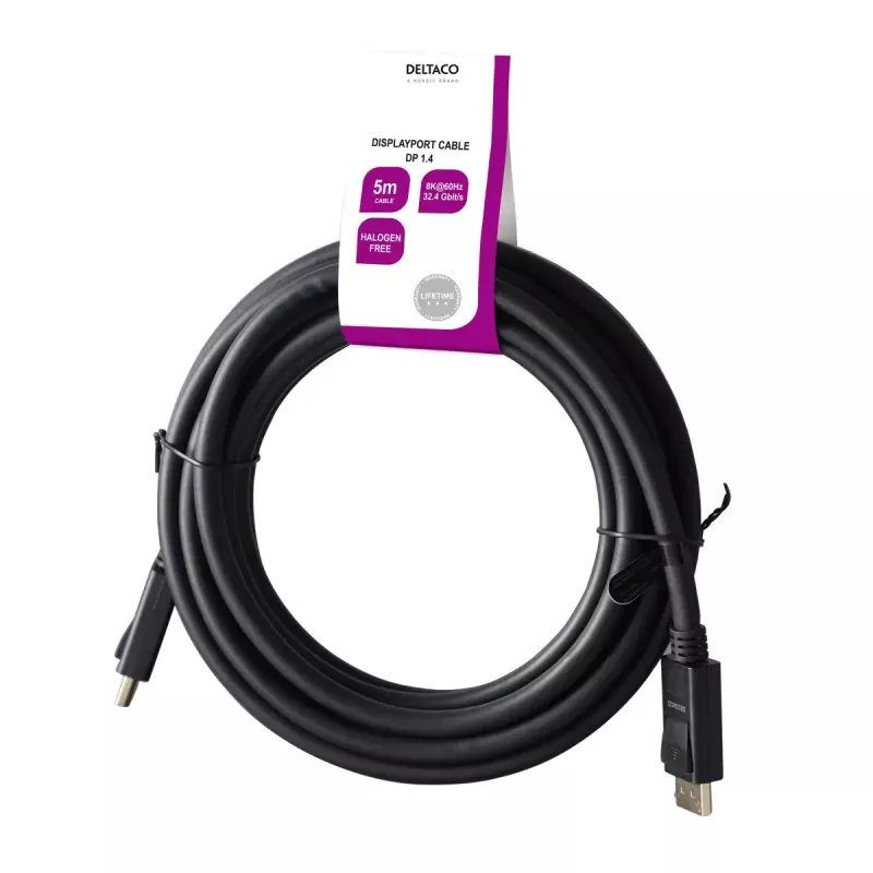 Cable DisplayPort Deltaco DP8K-1050-LSZH 5 m negro