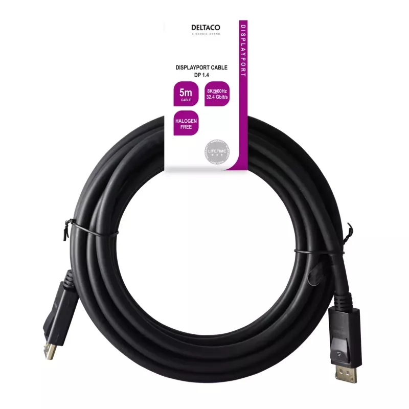 Cable DisplayPort Deltaco DP8K-1050-LSZH 5 m negro