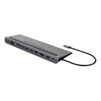 Dock para portátil Deltaco USBC-DOCK2 con cable USB 3.2 Gen 1 Type-C gris