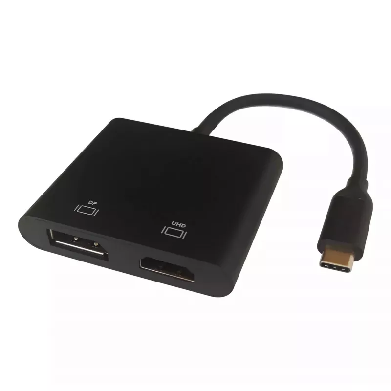 Adaptador de cable de vídeo Deltaco USBC-HDDP 0,1 m USB Type-C HDMI DisplayPort negro