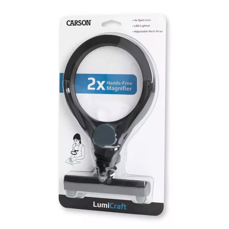 Lupa de mano Carson LumiCraft 2x, LED, a pilas, negra, 135×23×226 mm