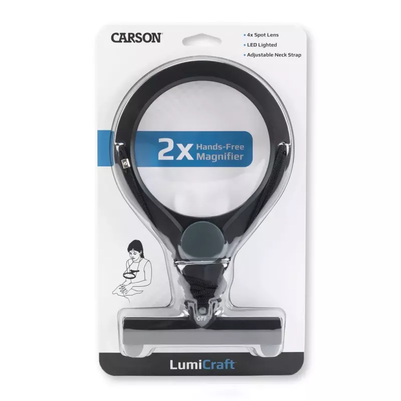 Lupa de mano Carson LumiCraft 2x, LED, a pilas, negra, 135×23×226 mm