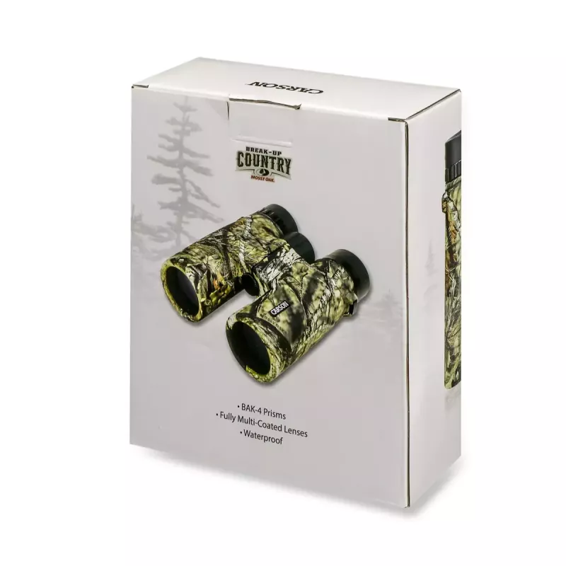 Prismáticos Carson JR 10x42 BAK-4 de tejado, diseño compacto camuflaje, 127×50,8×160 mm