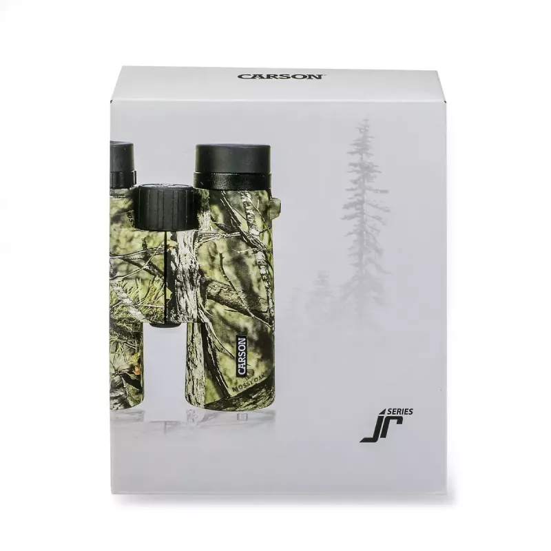 Prismáticos Carson JR 10x42 BAK-4 de tejado, diseño compacto camuflaje, 127×50,8×160 mm