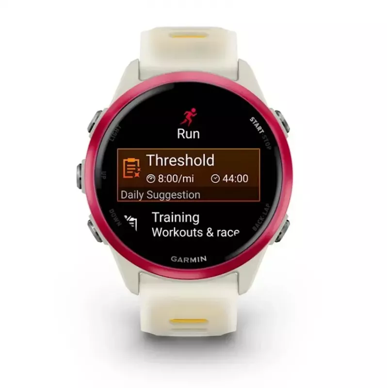 Reloj inteligente deportivo GARMIN Forerunner 570 42 mm, 1,2 inch AMOLED 390×390, GPS, Wi‑Fi, 8 GB, 42 g, correa de silicona