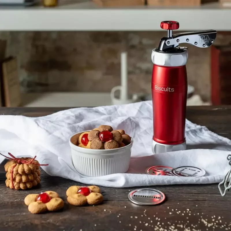 Marcato Prensa para pastas (prensa para galletas), rojo, BI-DES-RSO