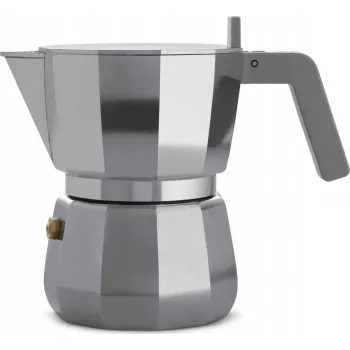Cafetera moka para espresso ALESSI DC06/3 plateada – cafetera de fogón con capacidad para 3 tazas