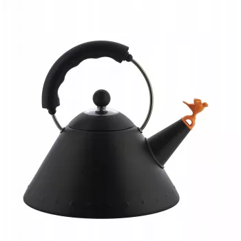 Hervidor ALESSI 9093 BB negro — hervidor para fogón, con silbato, acero inoxidable, 2,2 l