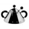 Azucarero Alessi 9097 B acero inoxidable alto 80 mm diámetro 10,5 cm negro y acero inoxidable