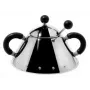 Azucarero Alessi 9097 B acero inoxidable alto 80 mm diámetro 10,5 cm negro y acero inoxidable