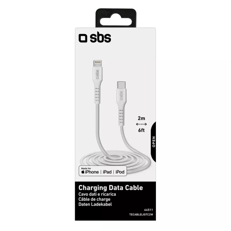 Cable Lightning a USB-C SBS Mobile TECABLELIGTC2W — 2 m, blanco