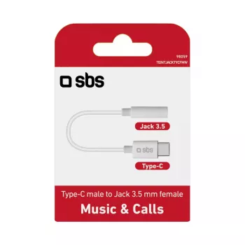 Cable móvil SBS TEINTJACKTYCFMW blanco 0,09 m 3,5 mm USB-C