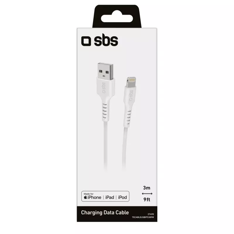 Cable Lightning SBS TECABLEUSBIP5389W 3 m blanco USB A