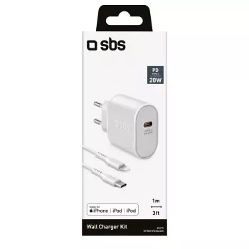 Cargador para dispositivos móviles SBS TETRKITPD20LIGW carga rápida interior blanco