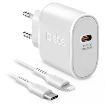 Cargador para dispositivos móviles SBS TETRKITPD20LIGW carga rápida interior blanco