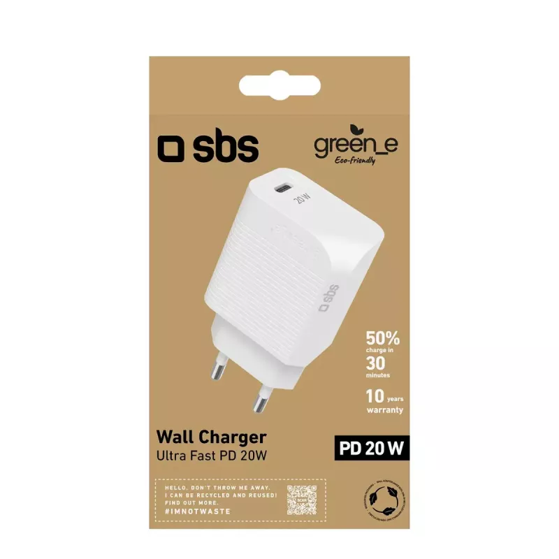 Cargador para dispositivos móviles SBS GRETR1CPD20W universal blanco AC carga rápida