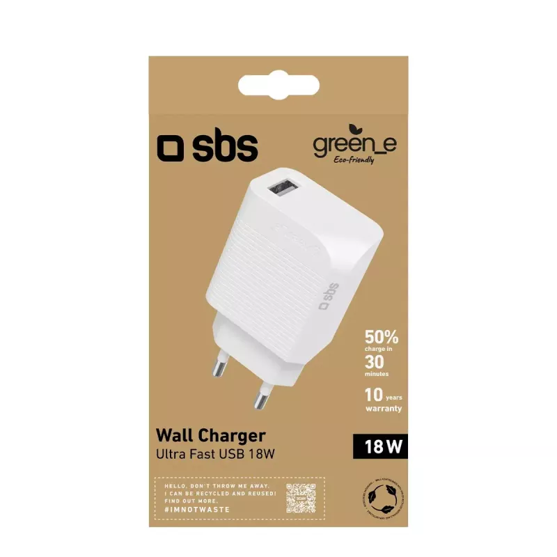 Cargador móvil SBS GRETR1USB18W universal blanco AC carga rápida