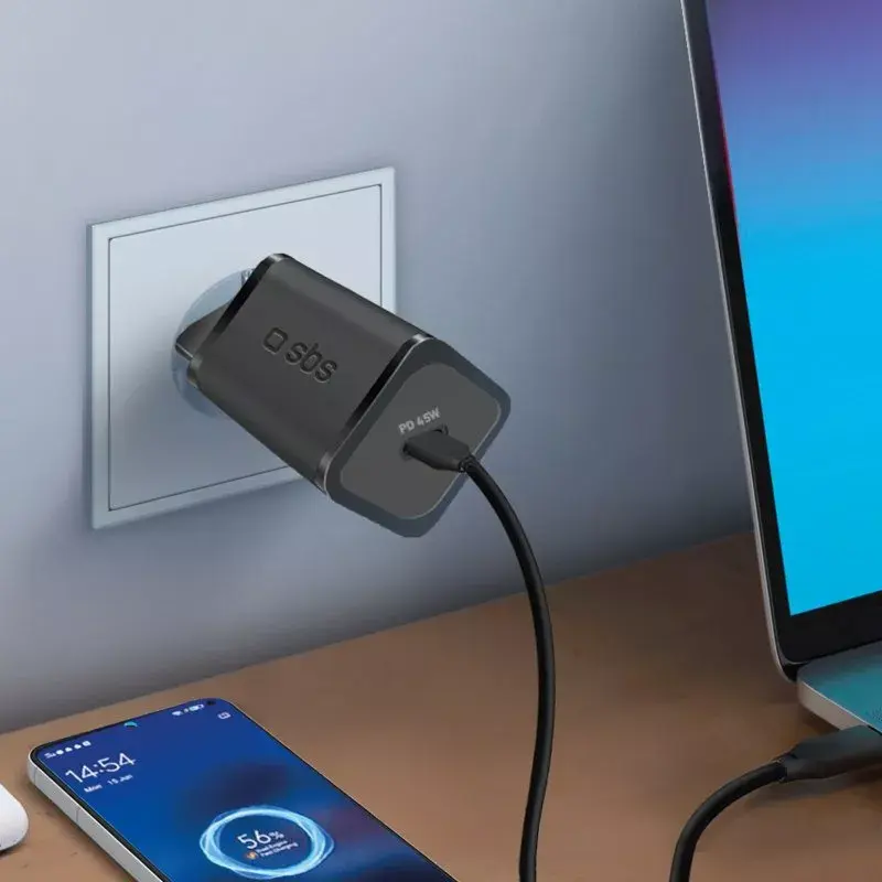 Cargador para dispositivos móviles SBS TETRGAN1C45W Carga rápida Interior Negro
